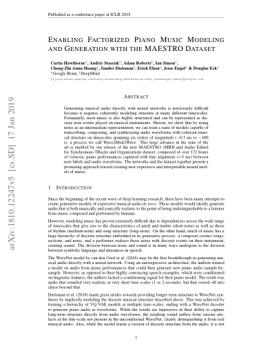 First page of MAESTRO Dataset paper