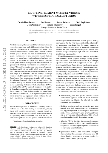 First page of Spectrogram Diffusion paper